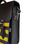 Handmade Leather City Backpack - Gothic Striped Yellow & Black