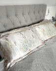 Cream and neutral Silk Pillowcase in hand painted 'Graceful' print, Standard size Oxford style Pillowcase