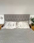 Cream and neutral Silk Pillowcase in hand painted 'Graceful' print, Standard size Oxford style Pillowcase