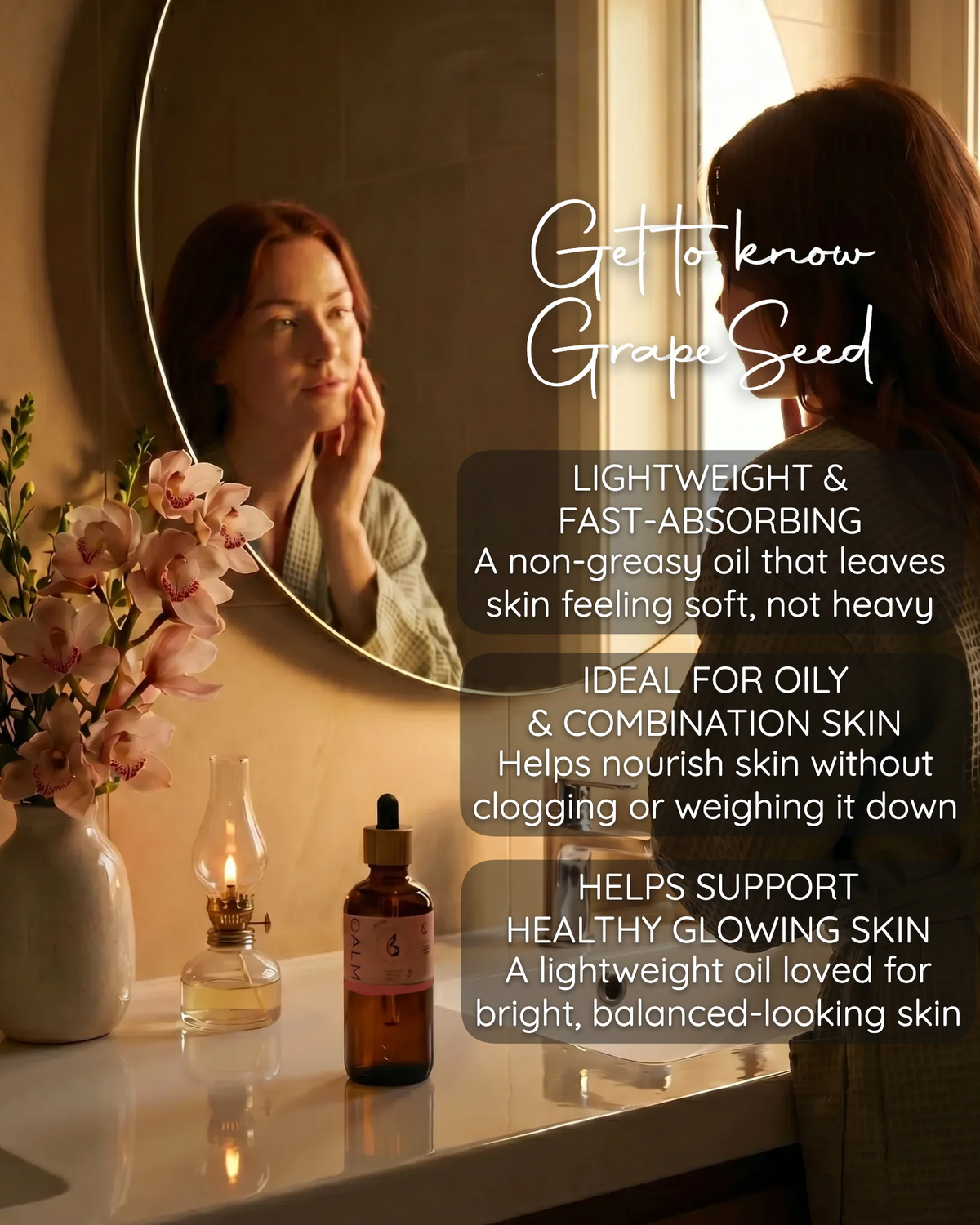 Organic Grapeseed Carrier Oil – Lightweight Face &amp; Massage Oil