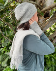 Gray Plush Knit Alpaca Scarf