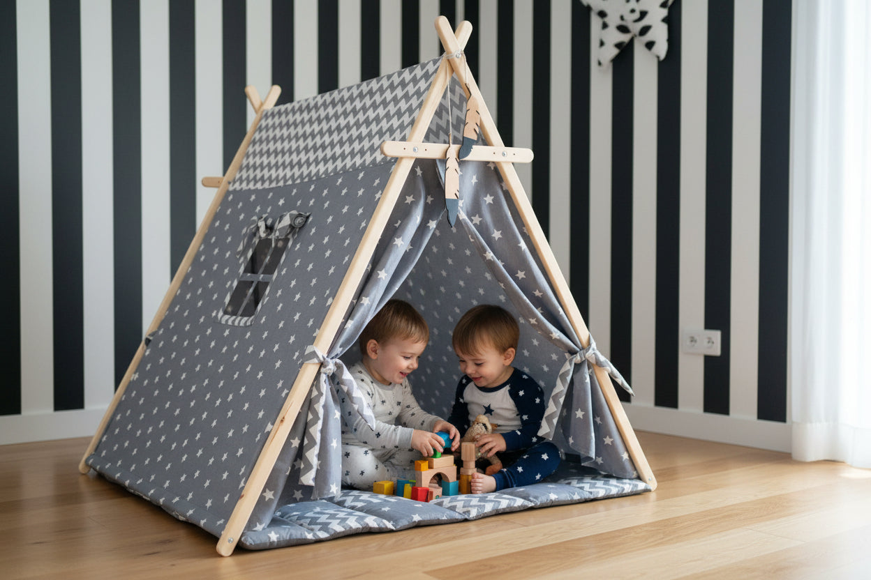 Gray Stars Play Tent and Play Mat-2