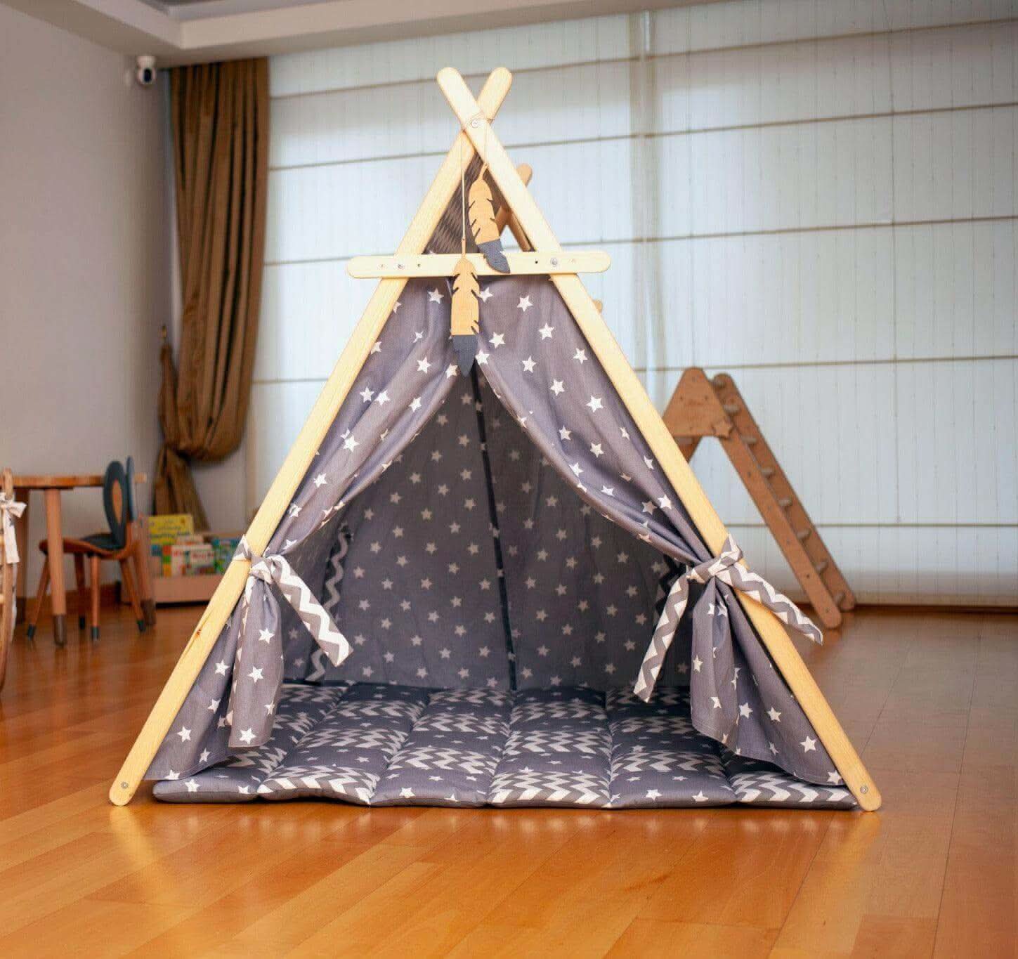 Gray Stars Play Tent and Play Mat-3