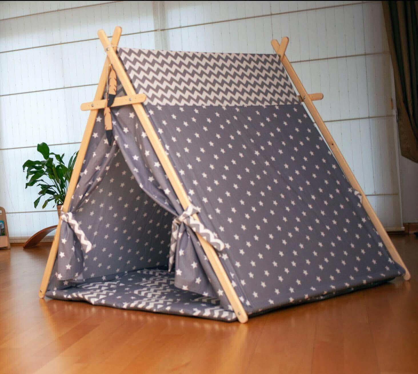 Gray Stars Play Tent and Play Mat-4
