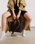 Spacious Black Bucket Tote Bag