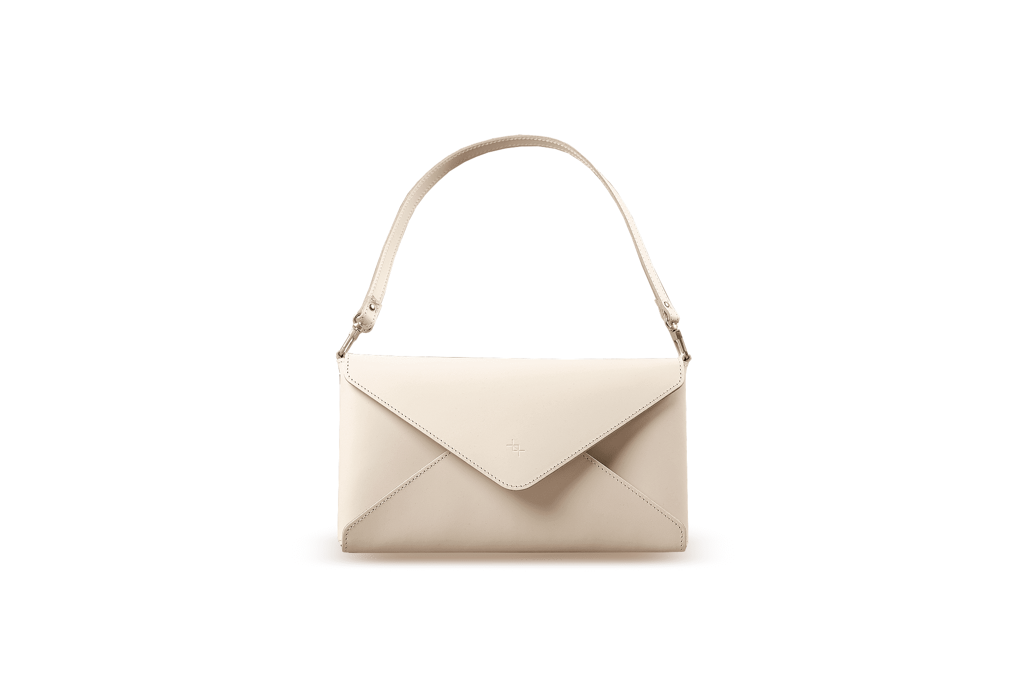 Cream Leather Evening Clutch Bag