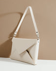 Cream Leather Evening Clutch Bag