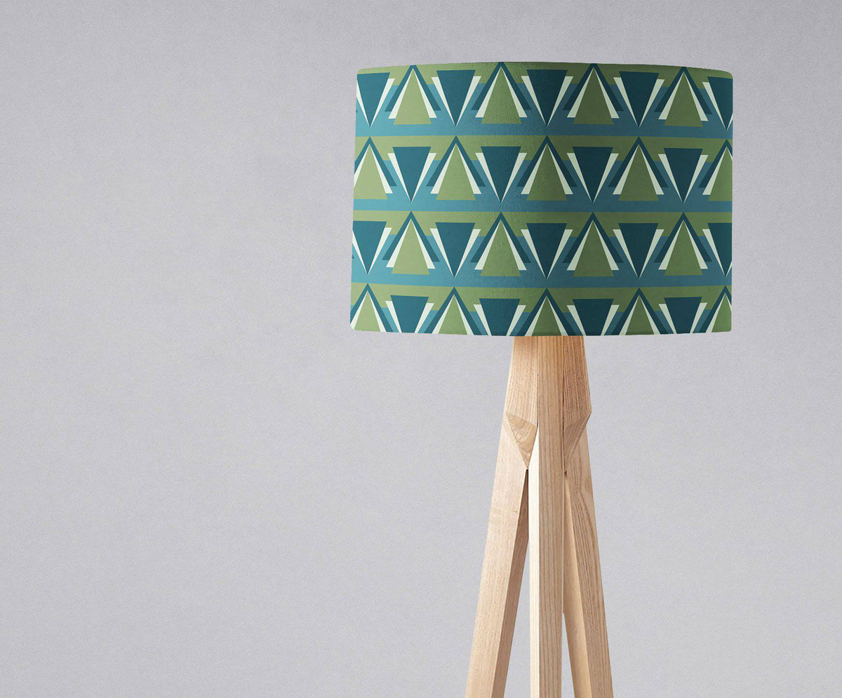 Green and Blue Drum Lampshade, Art Deco Design Shade for Table, Floor or Ceiling Pendant Light