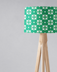 Green and White Drum Lampshade, Victorian Tiles Design Shade for Table, Floor or Ceiling Pendant Light