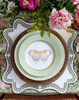 Green Apple Lace Plate Butterfly Side/Pudding Plates  - Set of 4
