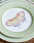 Green Apple Lace Plate Butterfly Side/Pudding Plates  - Set of 4