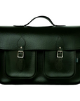 Twin Pocket Executive Handmade Leather Satchel - British Racing Green