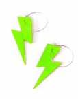 Green neon cork lightning earrings