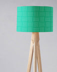 Green Drum Lampshade, Geometric Line Design Shade for Table, Floor or Ceiling Pendant Light