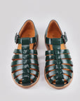 Handmade Leather Fisherman Sandals Dark Green