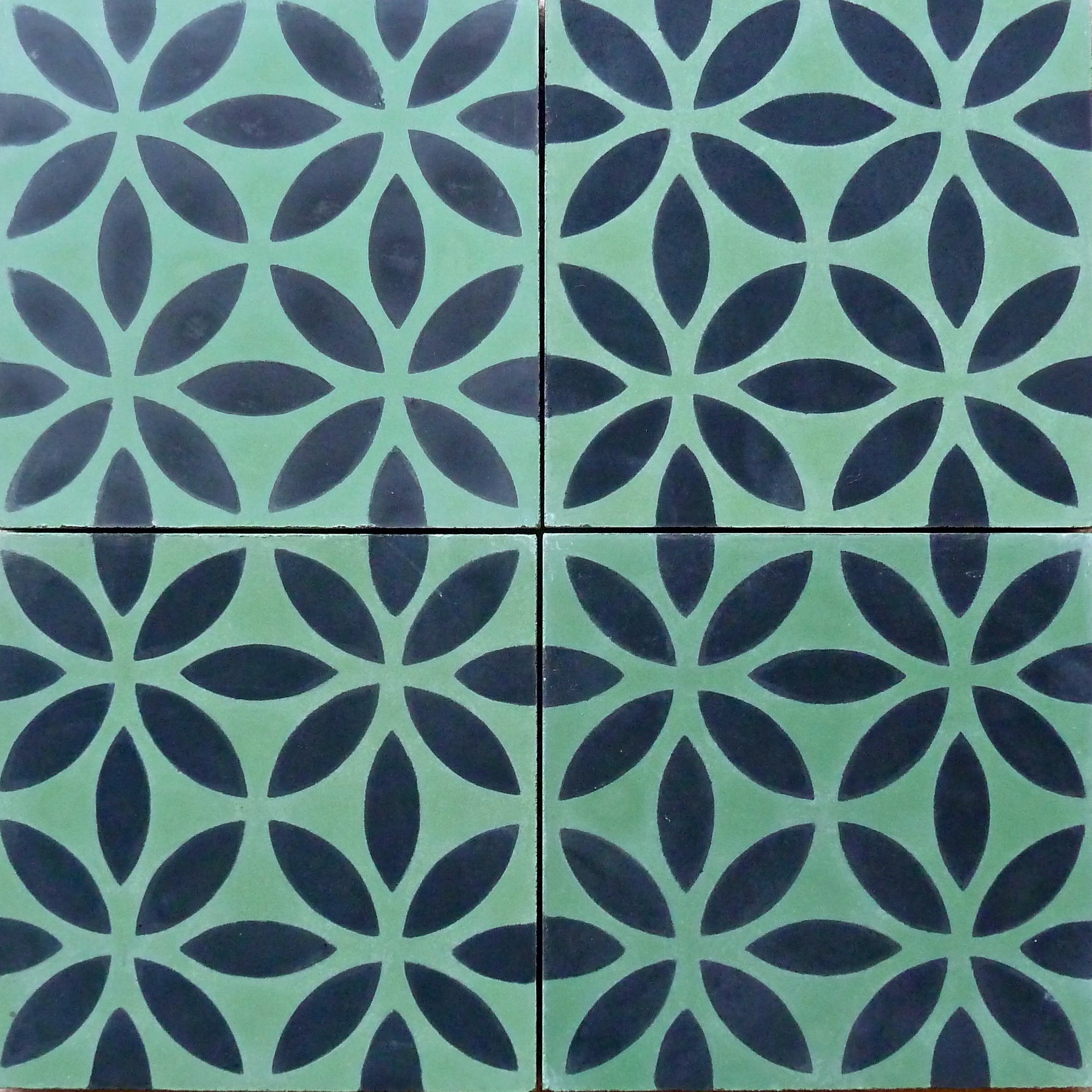 Premium Oasis Cement Tile in yellow and blue, luxury handcrafted vintage-inspired floor and wall tiles, timeless elegant bathroom kitchen decor by Maria Starling Design at brixbailey.com