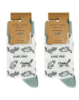 Green Cat Bamboo Sock Pair Set