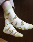 Save the Ducklings Bamboo Socks in White and Green