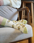Save the Ducklings Bamboo Socks in White and Green