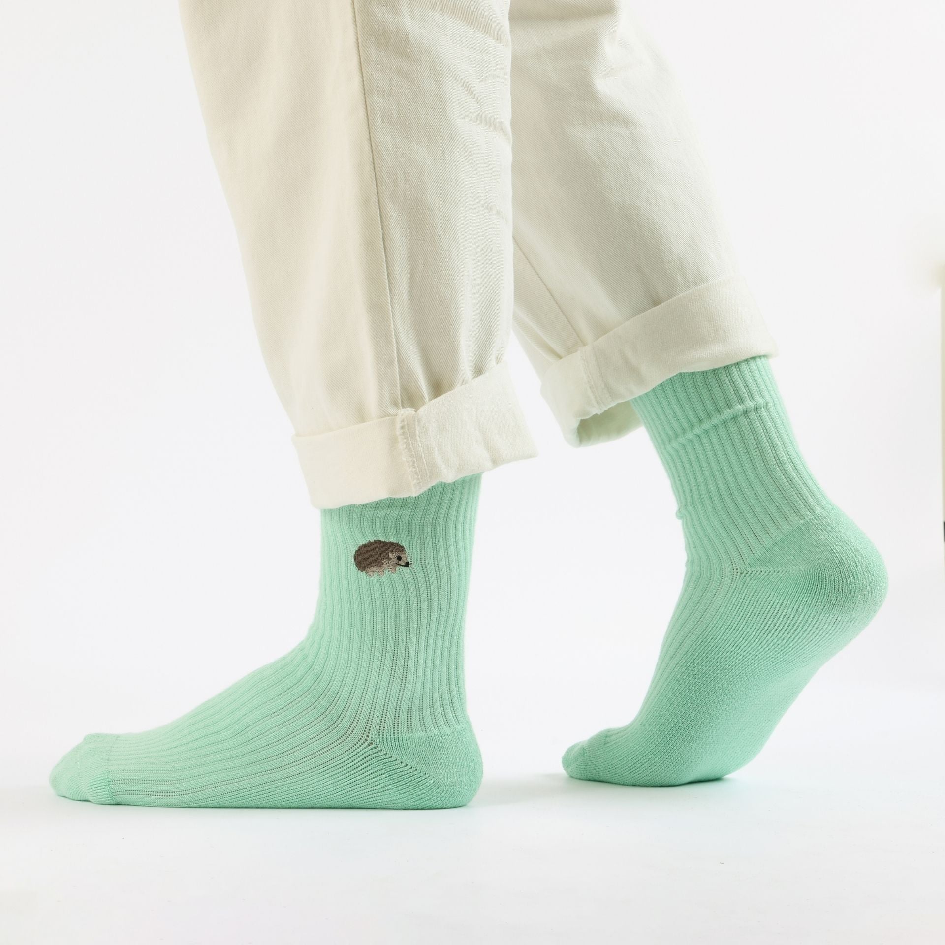 Save the Hedgehog Ribbed Bamboo Socks in Green
