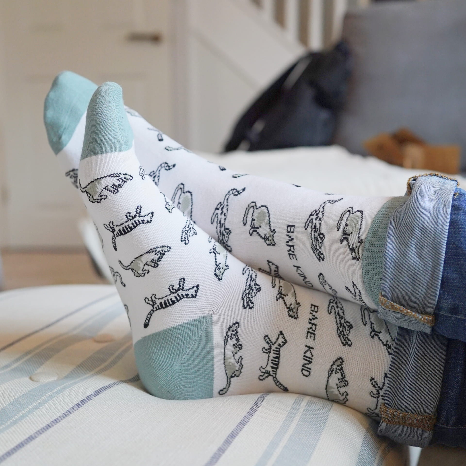 Green Bamboo Cat Socks