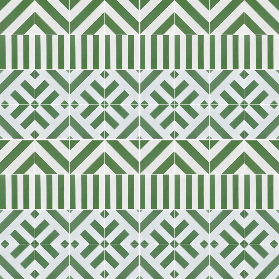 Luxury green stripe porcelain tile, stylish chevron pattern, premium durable indoor outdoor anti-slip tile, best-selling green and white porcelain tile by Maria Starling Design at brixbailey.com