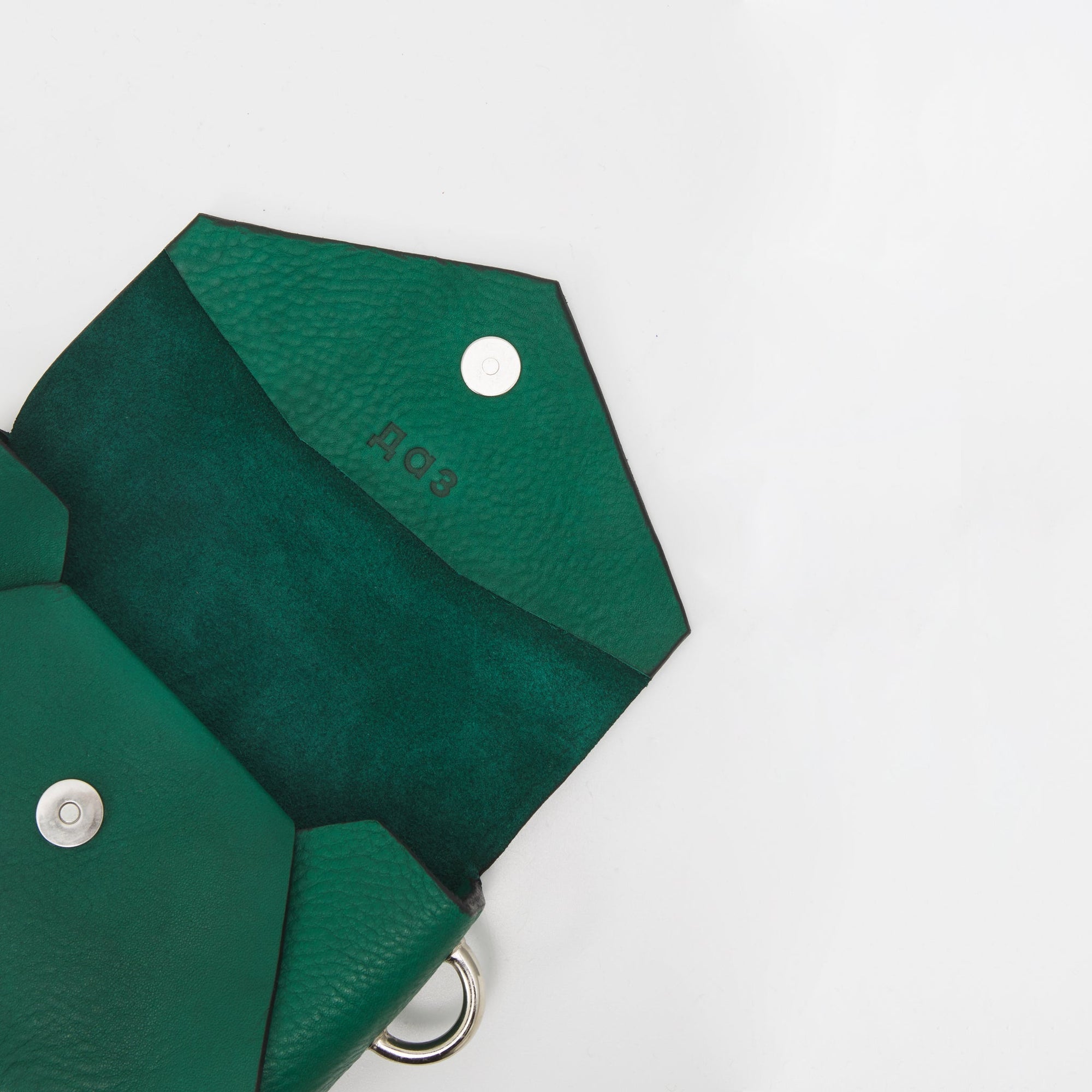 Handmade Green Leather Envelope Bag