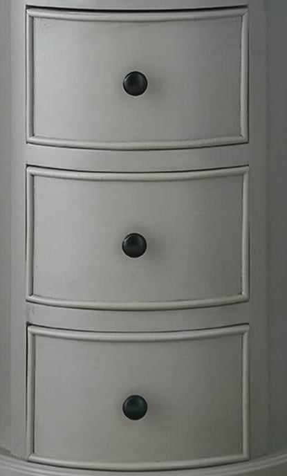Grey Round Side Table with Three Drawers