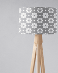 Grey and White Drum Lampshade, Victorian Tiles Design Shade for Table, Floor or Ceiling Pendant Light