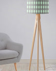 Grey and Mint Green Drum Lampshade, Geometric Design Shade for Table, Floor or Ceiling Pendant Light