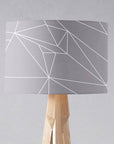 Grey Drum Lampshade, White Geometric Line Design Shade for Table, Floor or Ceiling Pendant Light