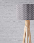 Grey Drum Lampshade, White Squares Geometric Design Shade for Table, Floor or Ceiling Pendant Light