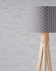 Grey Drum Lampshade, White Squares Geometric Design Shade for Table, Floor or Ceiling Pendant Light