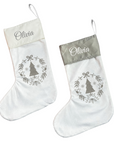 Personalised Christmas Stocking - Grey Scandi Wreath
