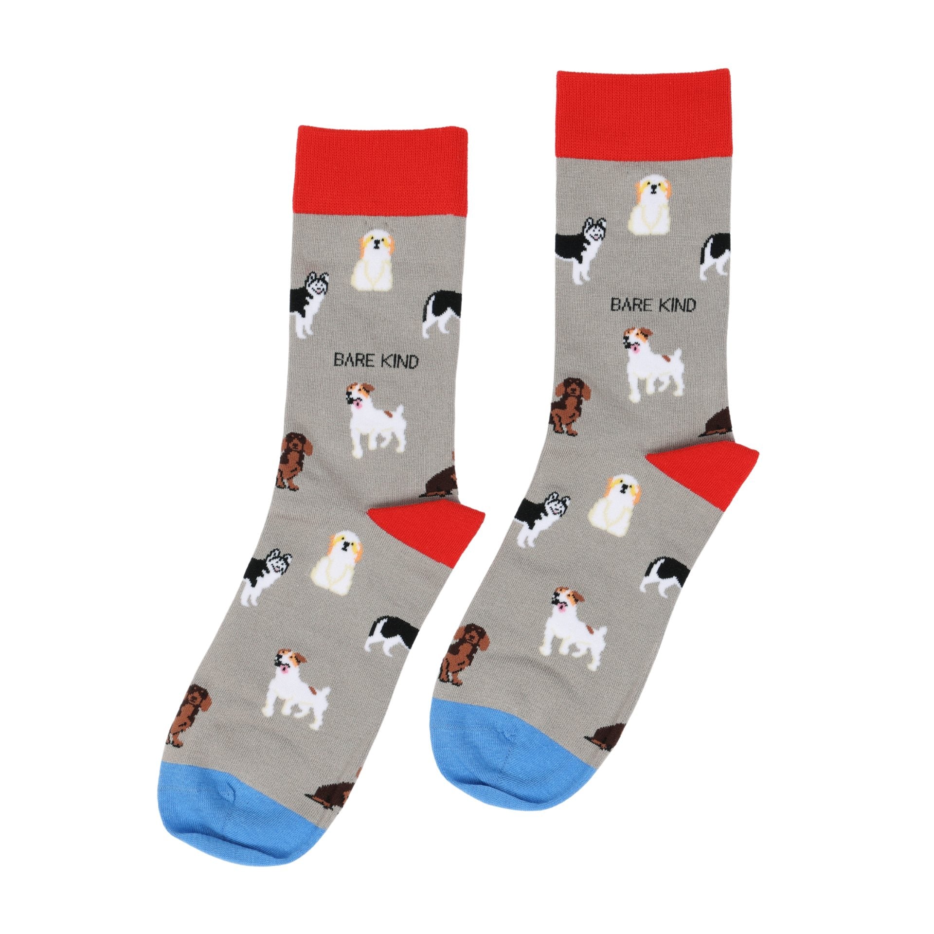Grey Bamboo Socks with Dog Print
