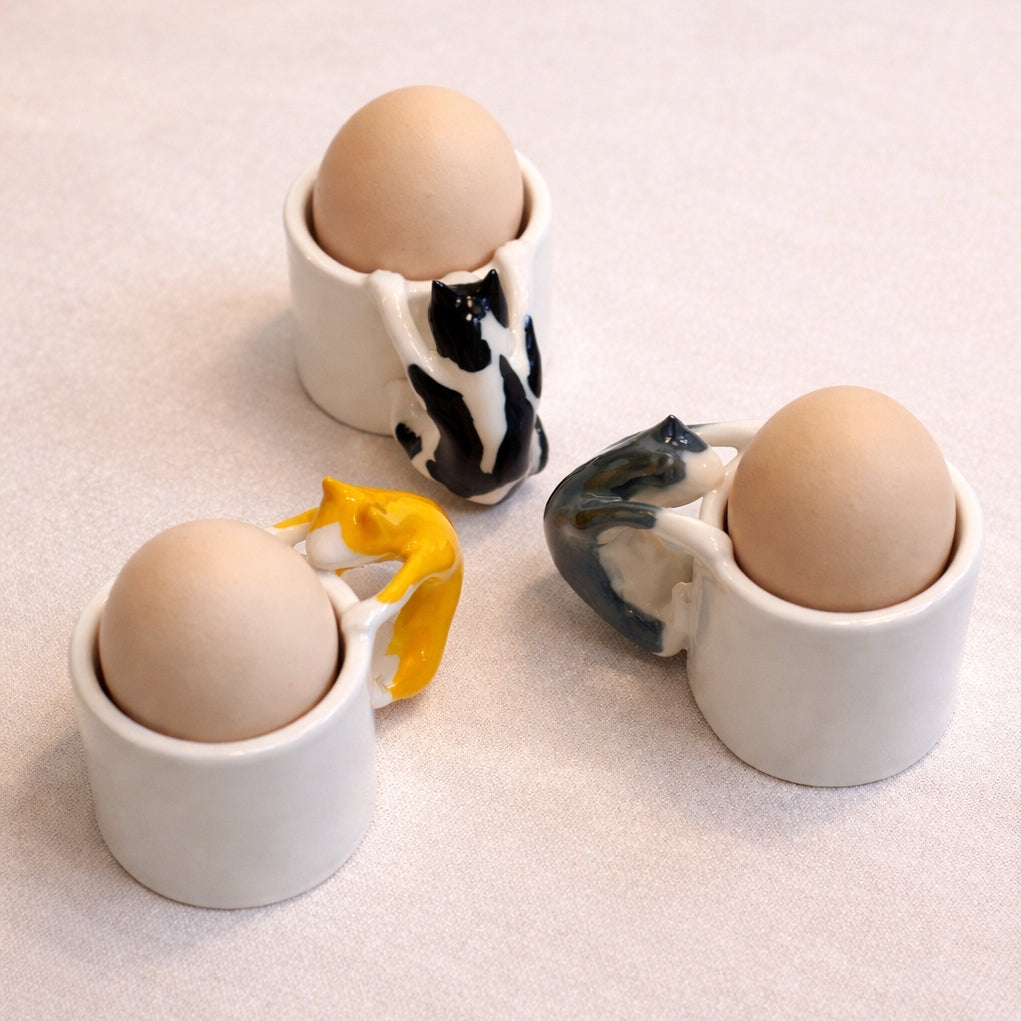Cat Egg Cup (ORANGE) – A Playful Ceramic Breakfast Object | 4am Product Design
