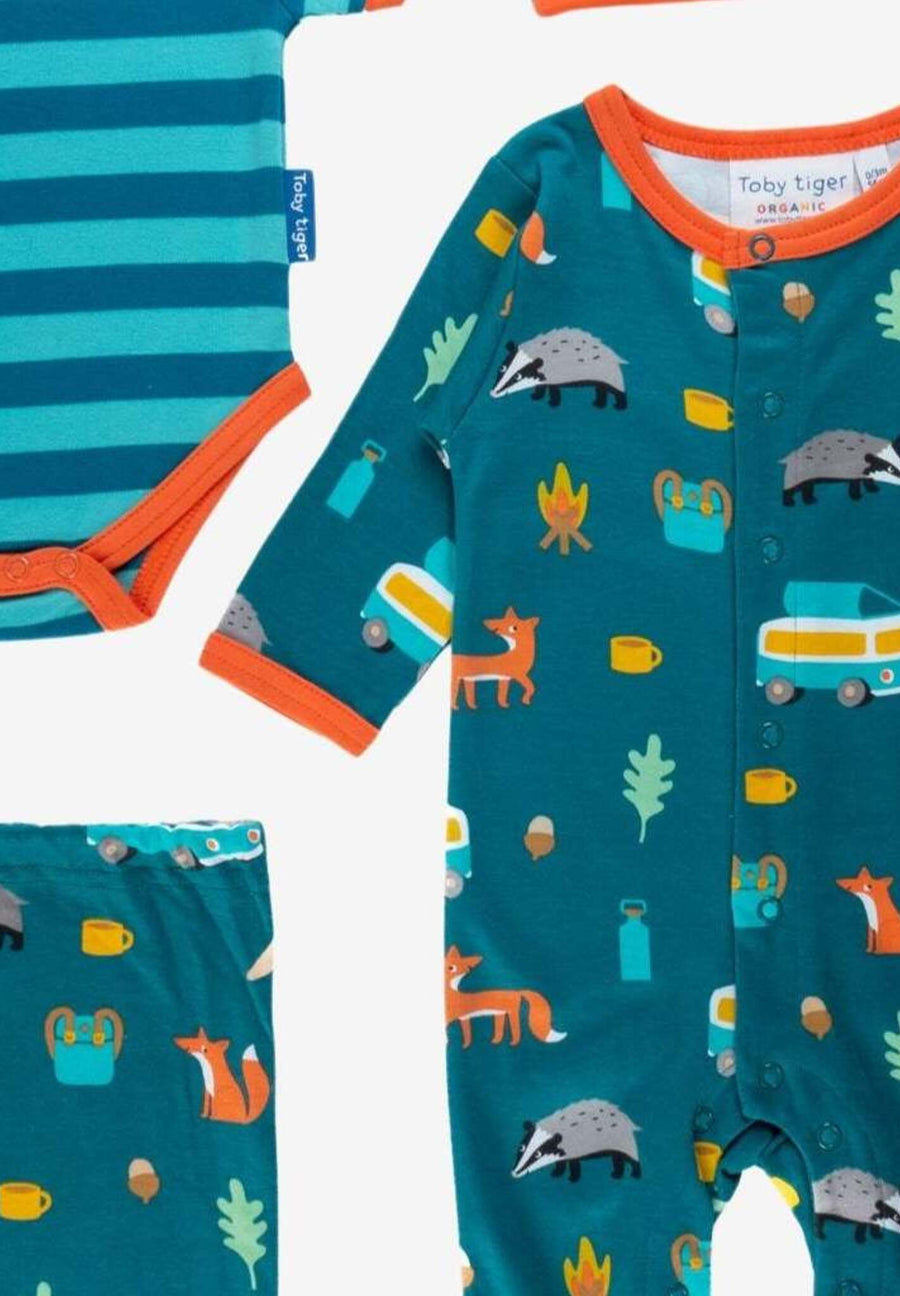 Luxury Organic Baby Gift Set with Campervan-Themed Outfit, Hat, and Bag - Soft GOTS-Certified Cotton by Toby Tiger at brixbailey.com