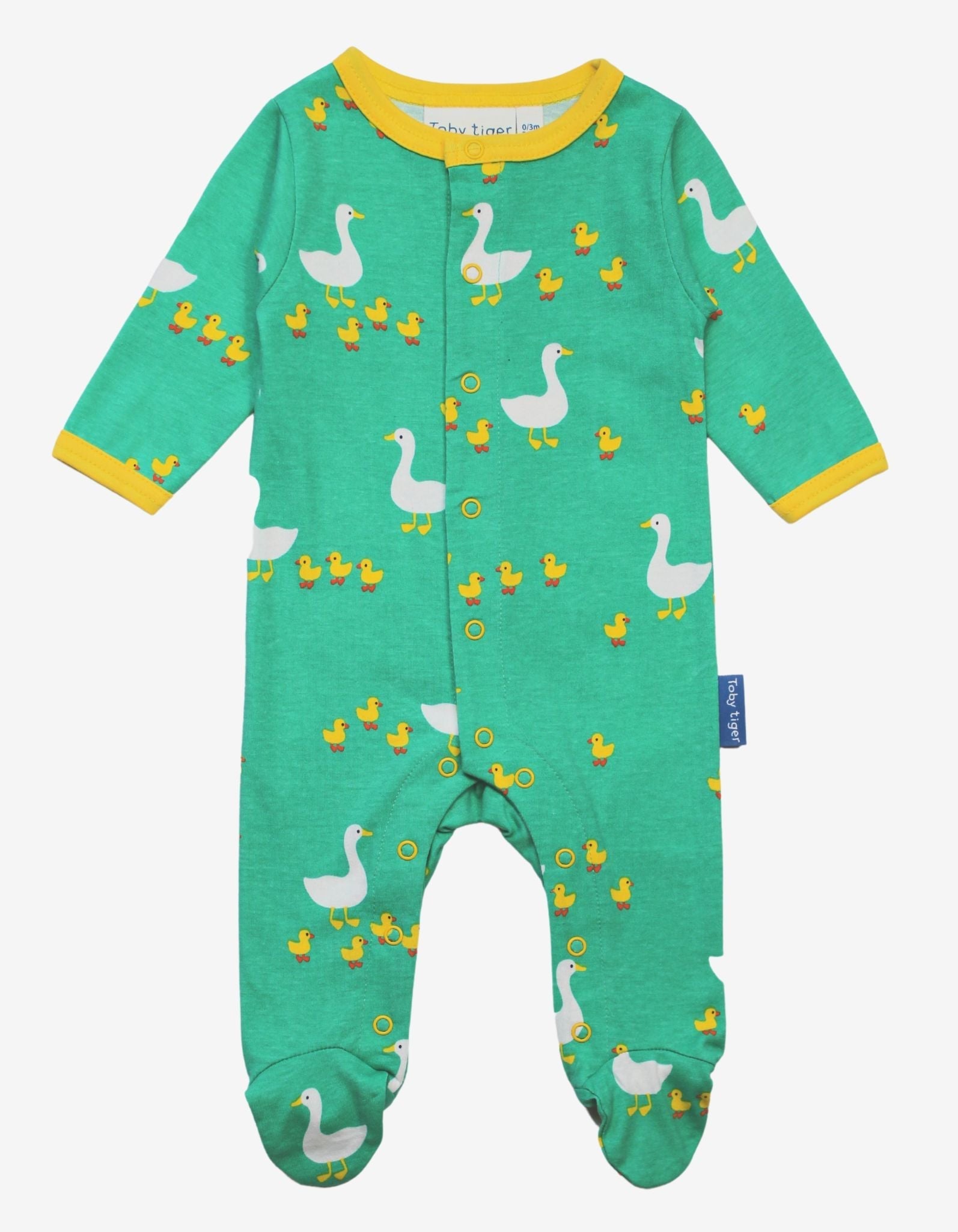 Premium Organic Baby Gift Set with Duck Print Sleepsuit, Hat, Muslin, and Striped Bodysuit - 100% Cotton by Toby Tiger at brixbailey.com