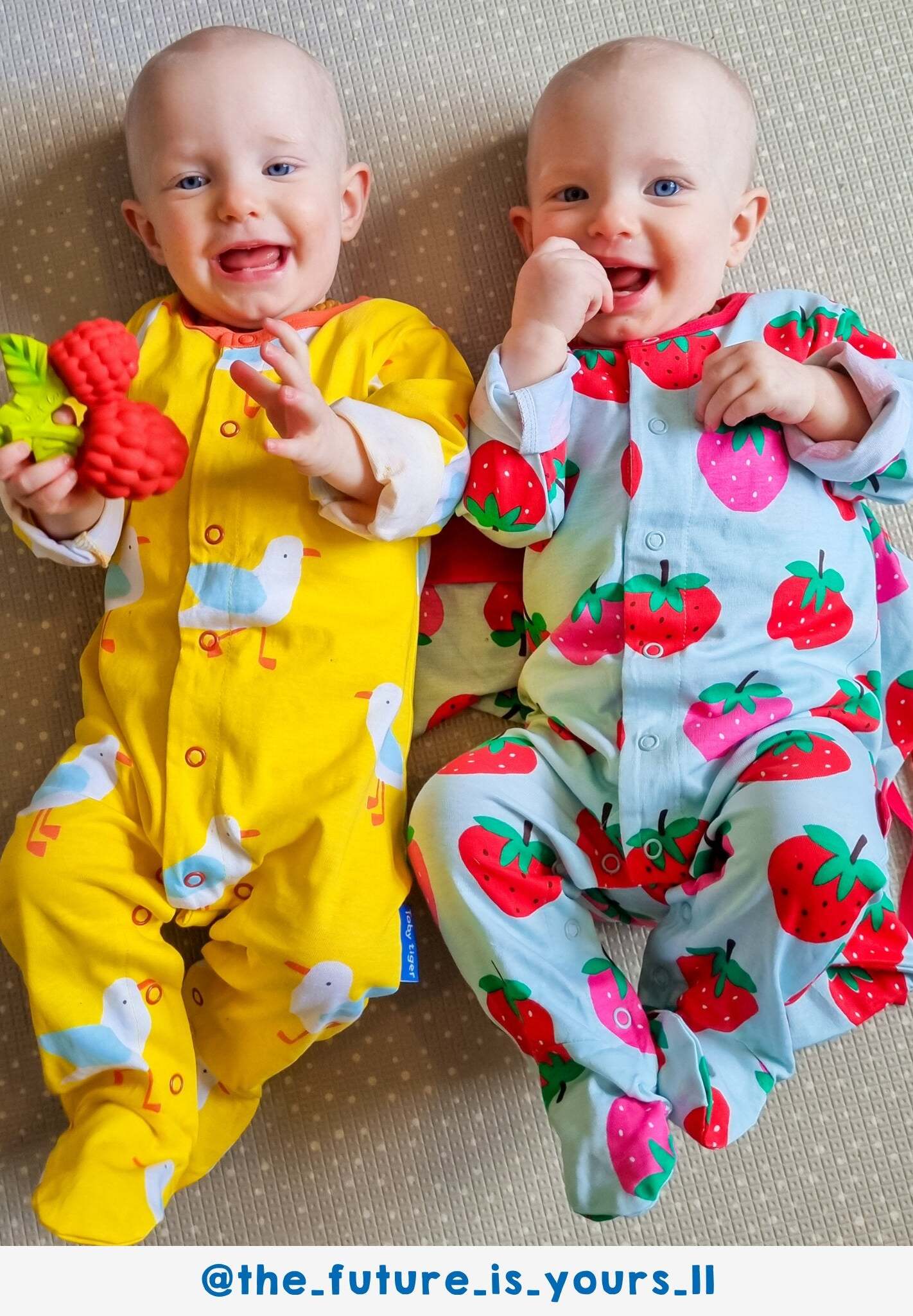 Organic Strawberry Baby Gift Set with Sleepsuit, Hat, Bodysuit, and Drawstring Bag - Premium Eco-Friendly Cotton Newborn Present by Toby Tiger at brixbailey.com