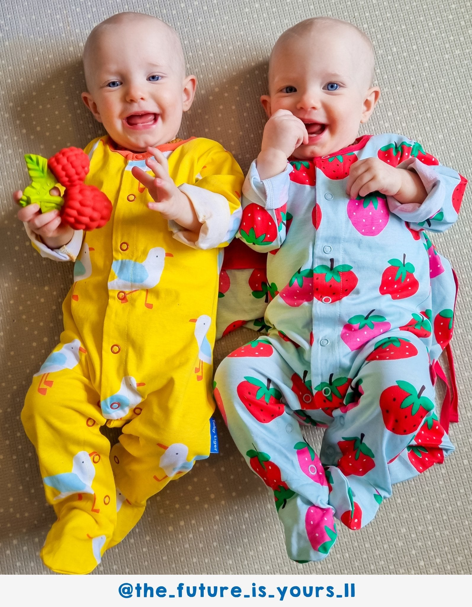 Organic Strawberry Baby Gift Set with Sleepsuit, Hat, Onesie, and Drawstring Bag - Premium Eco-Friendly Cotton Newborn Present by Toby Tiger at brixbailey.com