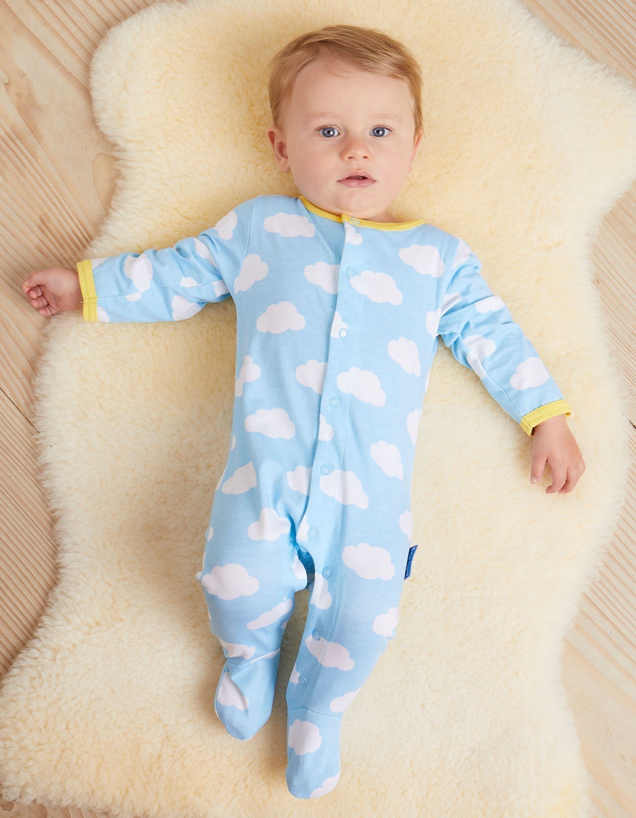 Premium Organic Cotton Baby Gift Set with Cute Sun and Clouds Print, Hat, Romper and Bodysuit, GOTS Certified by Toby Tiger at brixbailey.com