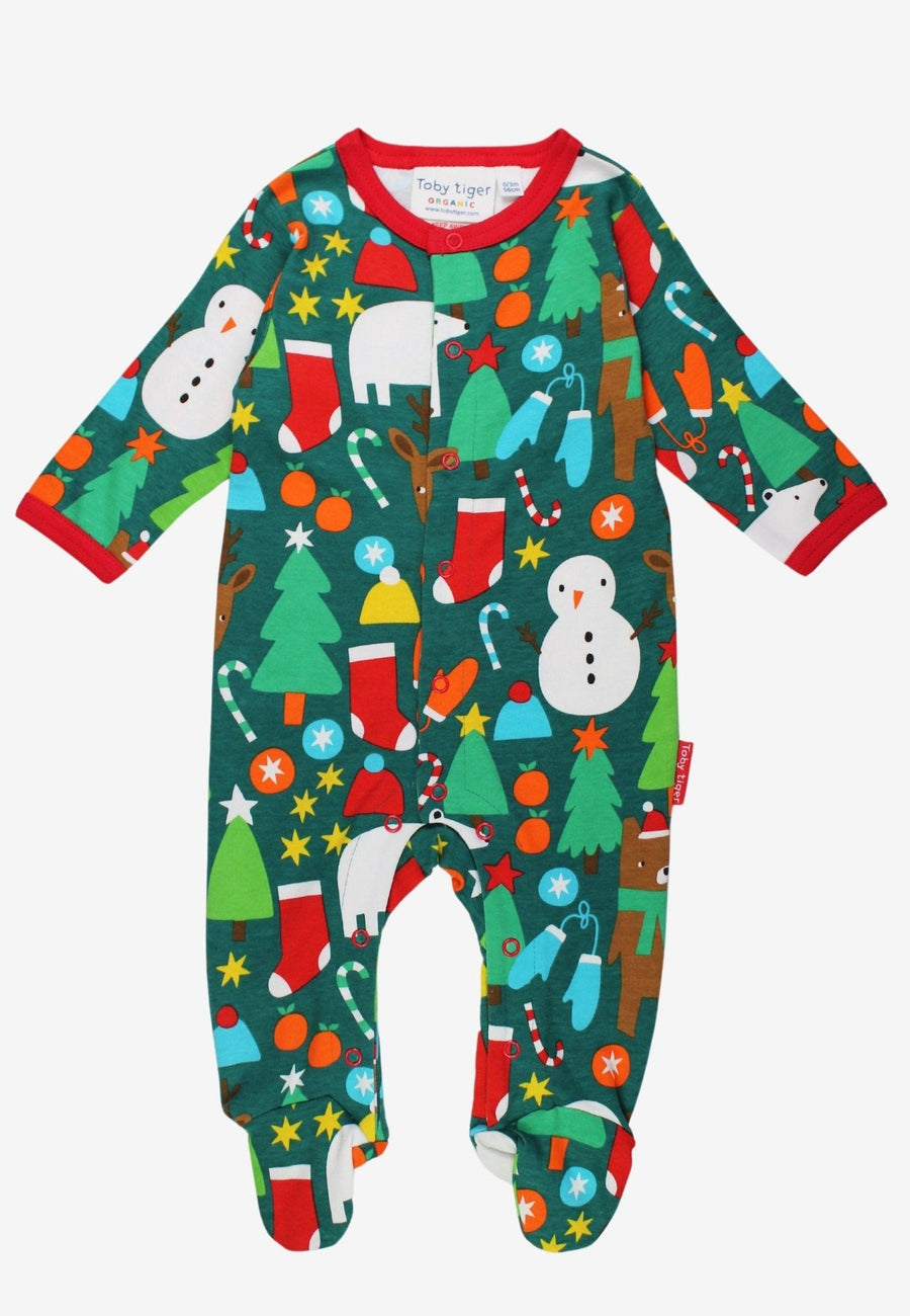 Premium Christmas Baby Gift Set with Cozy Bear Print Pajamas, Hat, and Bodysuit in Eco-Friendly Organic Cotton by Toby Tiger at brixbailey.com
