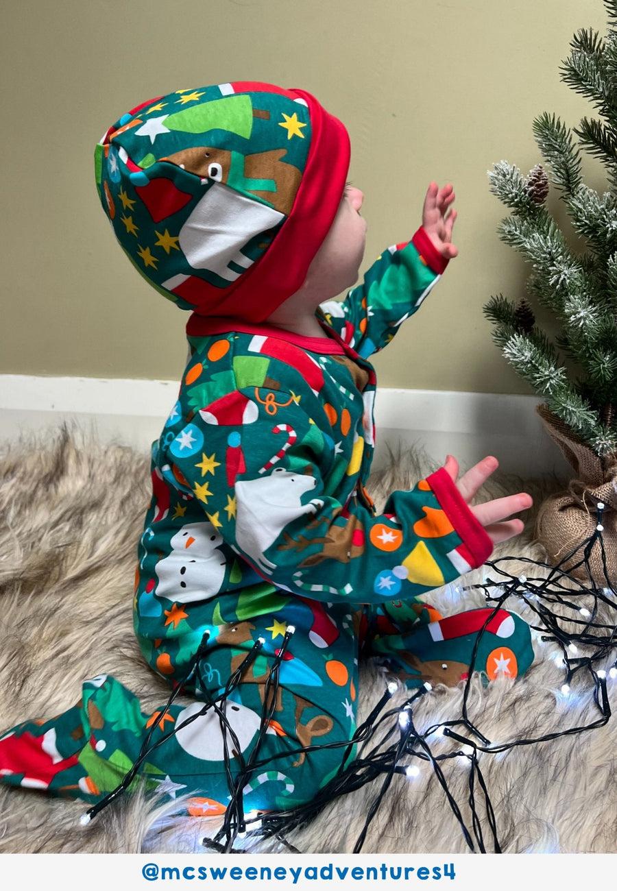 Premium Christmas Baby Gift Set with Cozy Bear Print Pajamas, Hat, and Bodysuit in Eco-Friendly Organic Cotton by Toby Tiger at brixbailey.com