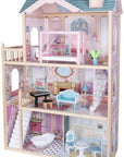 Wooden Dollhouse with LED Light and Furniture