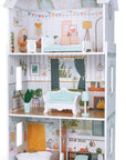 playful wooden dollhouse luna with glowing led lights illuminating the fun rooms