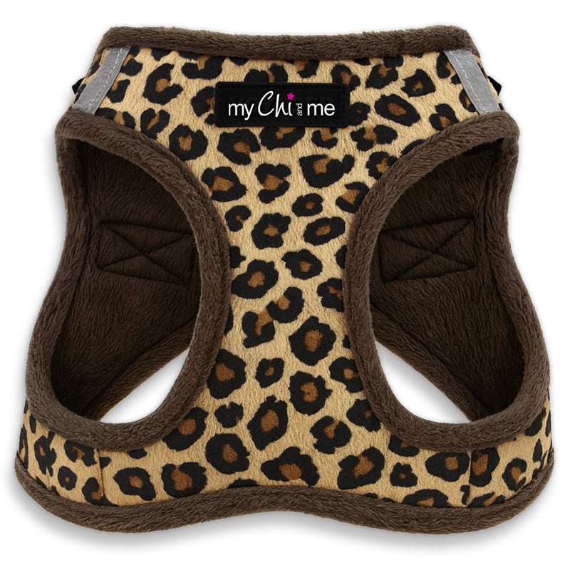 Tiny Trails Step In Luxury Leopard Fur Lined Puppy and Small Dog Harness