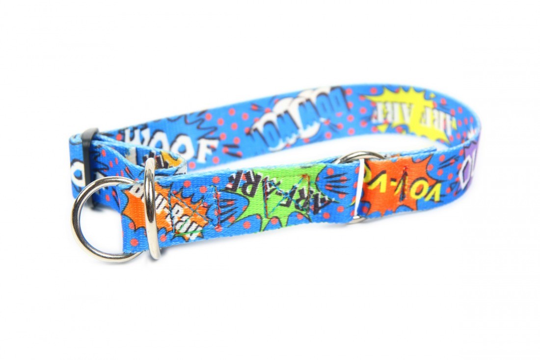 Blue Graffiti Half Choke Collar for Large Dogs