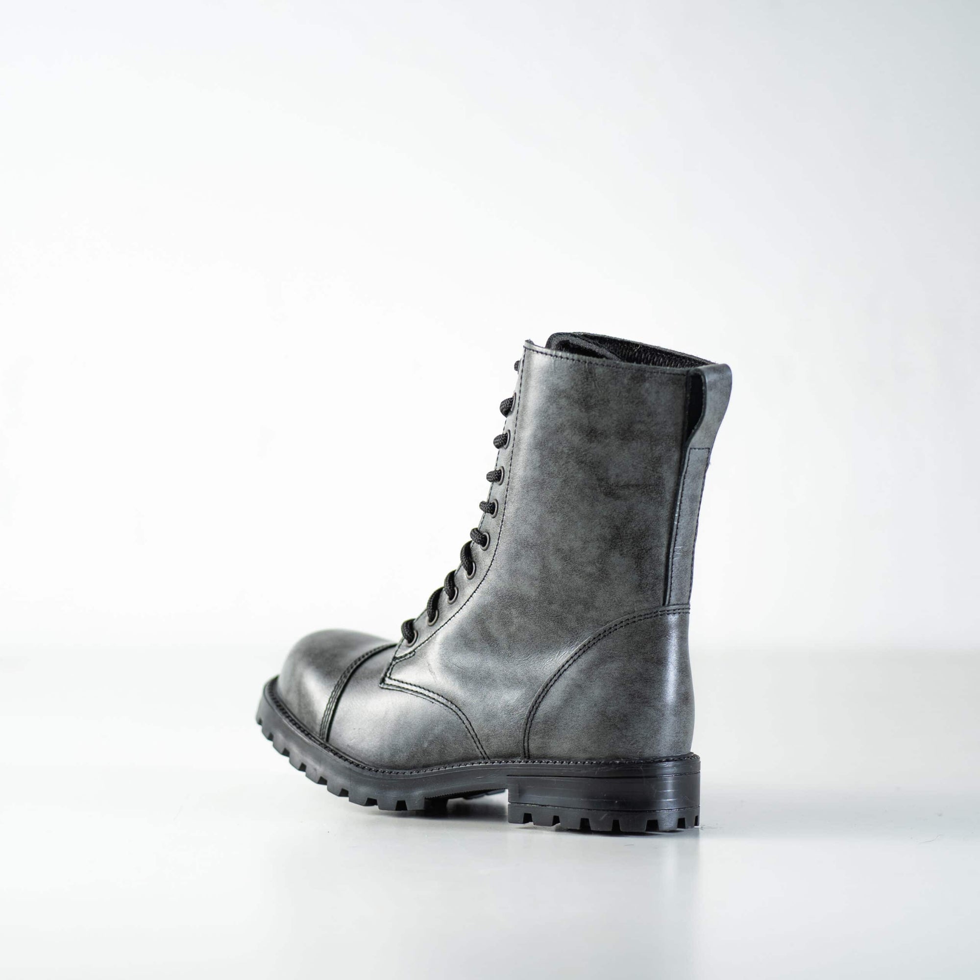 Gray Punk Style Leather Boots