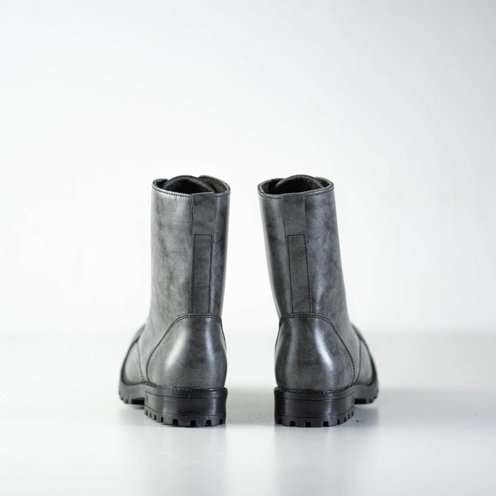 Gray Punk Style Leather Boots