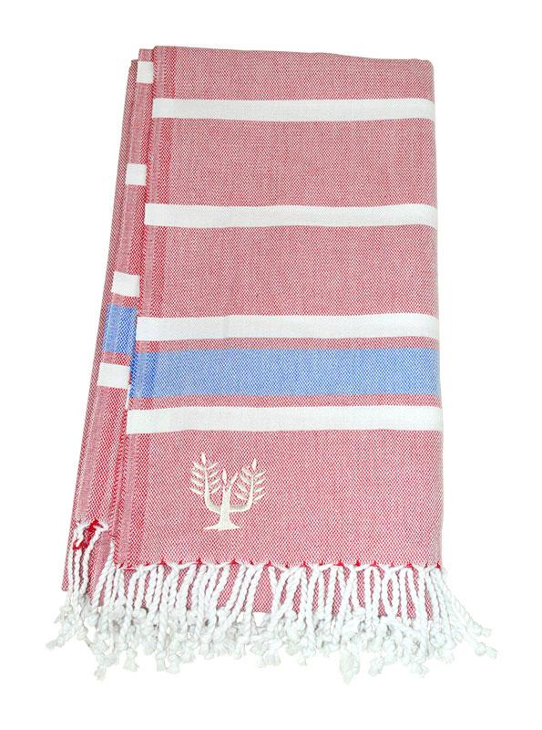 Luxury Hampton hammam towel, soft premium cotton, pink and orange stripe, quick-drying, absorbent, handloomed in Turkey, 90x180cm by Wildash London at brixbailey.com